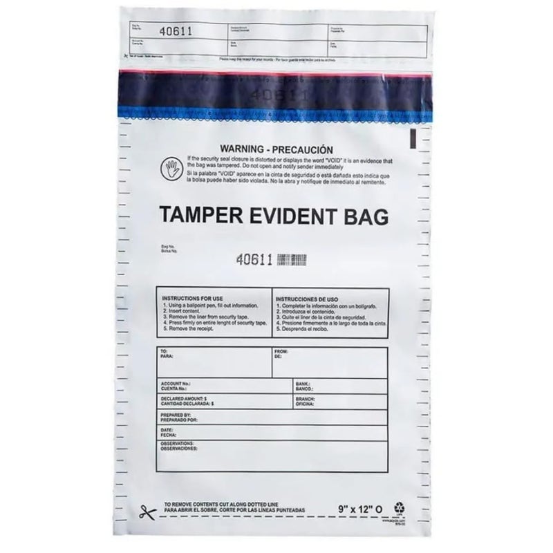 US PACK SMART 9â€x12" Opaque Plastic Deposit Bags with Security Tape Tamper Evident - Secure Bank Deposits, Cash Handling, & Currency Transport | Self-Sealing Tape with Hidden Graphics | 100-Pack - Image 1